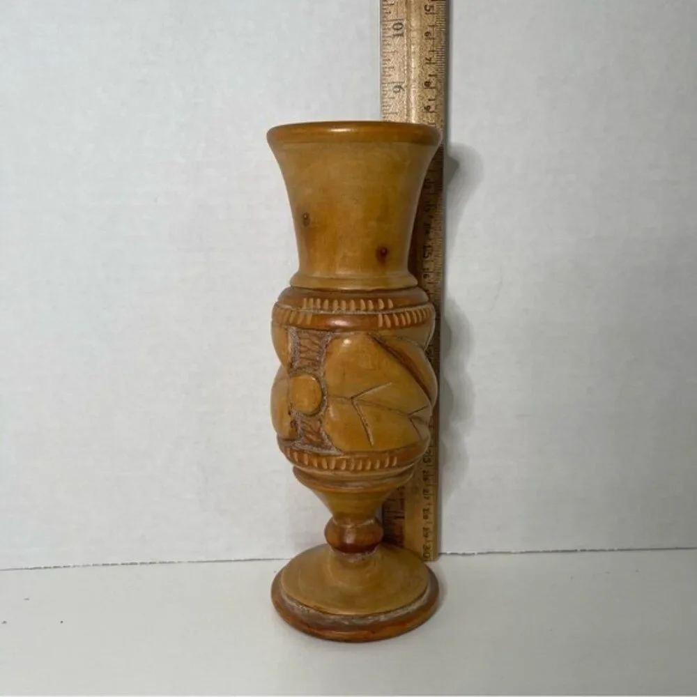 Hand Carved Wood Vase 8